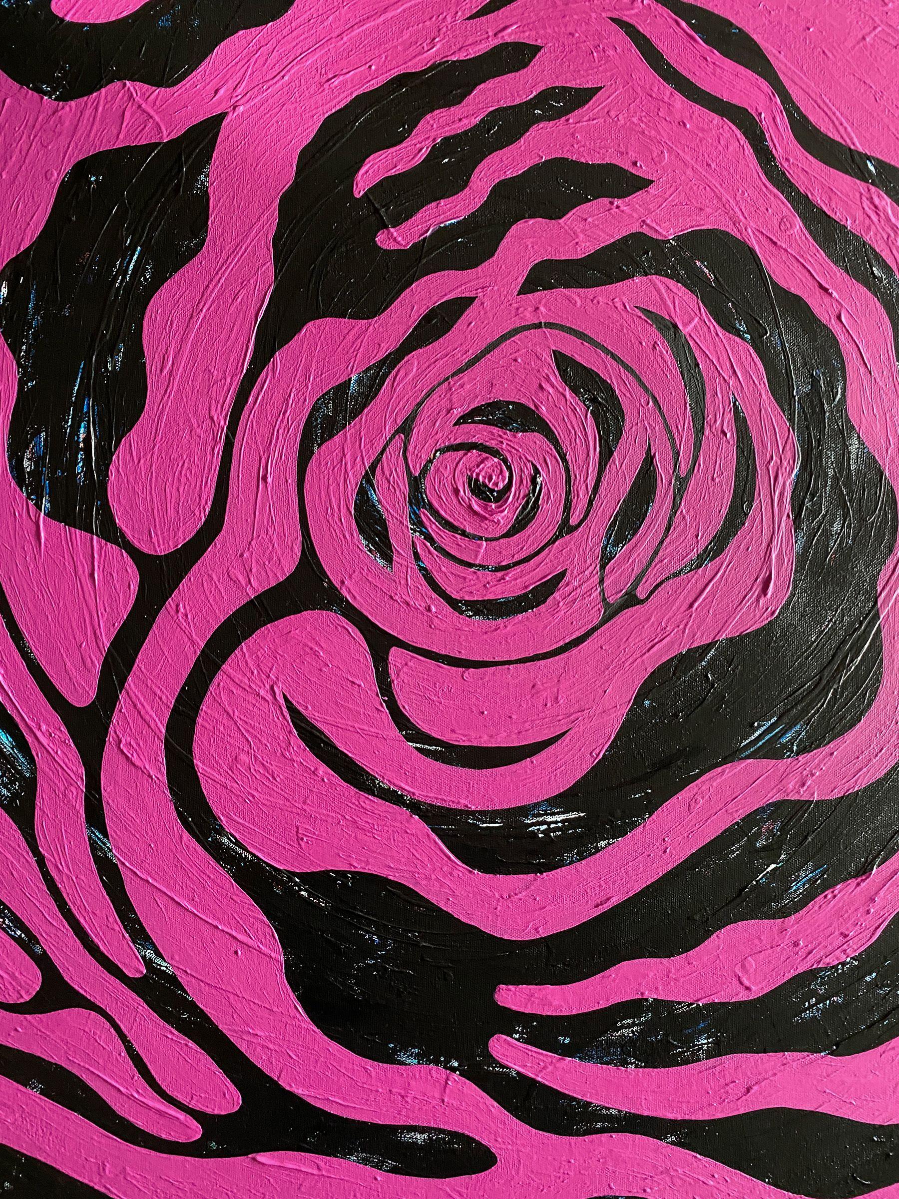 Adoro Whirlpool. Collezione di fiori sinfonici, Pittura, Acrilico su tela - Abstract Painting Rosa di Zaira Dzhaubaeva