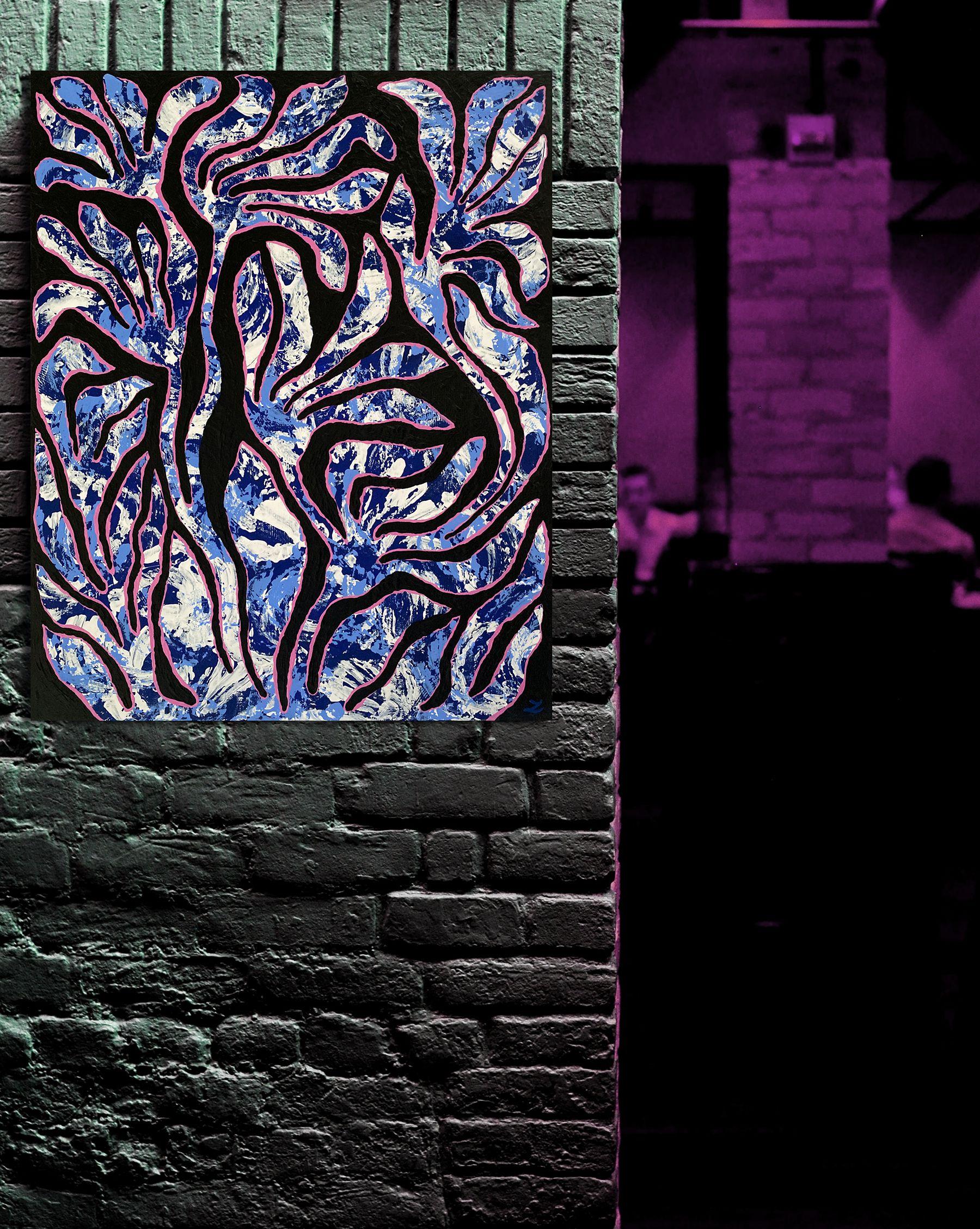 Die Nachttänzer. Symphonious Flowers Kollektion, Gemälde, Acryl auf Leinwand (Art déco), Painting, von Zaira Dzhaubaeva