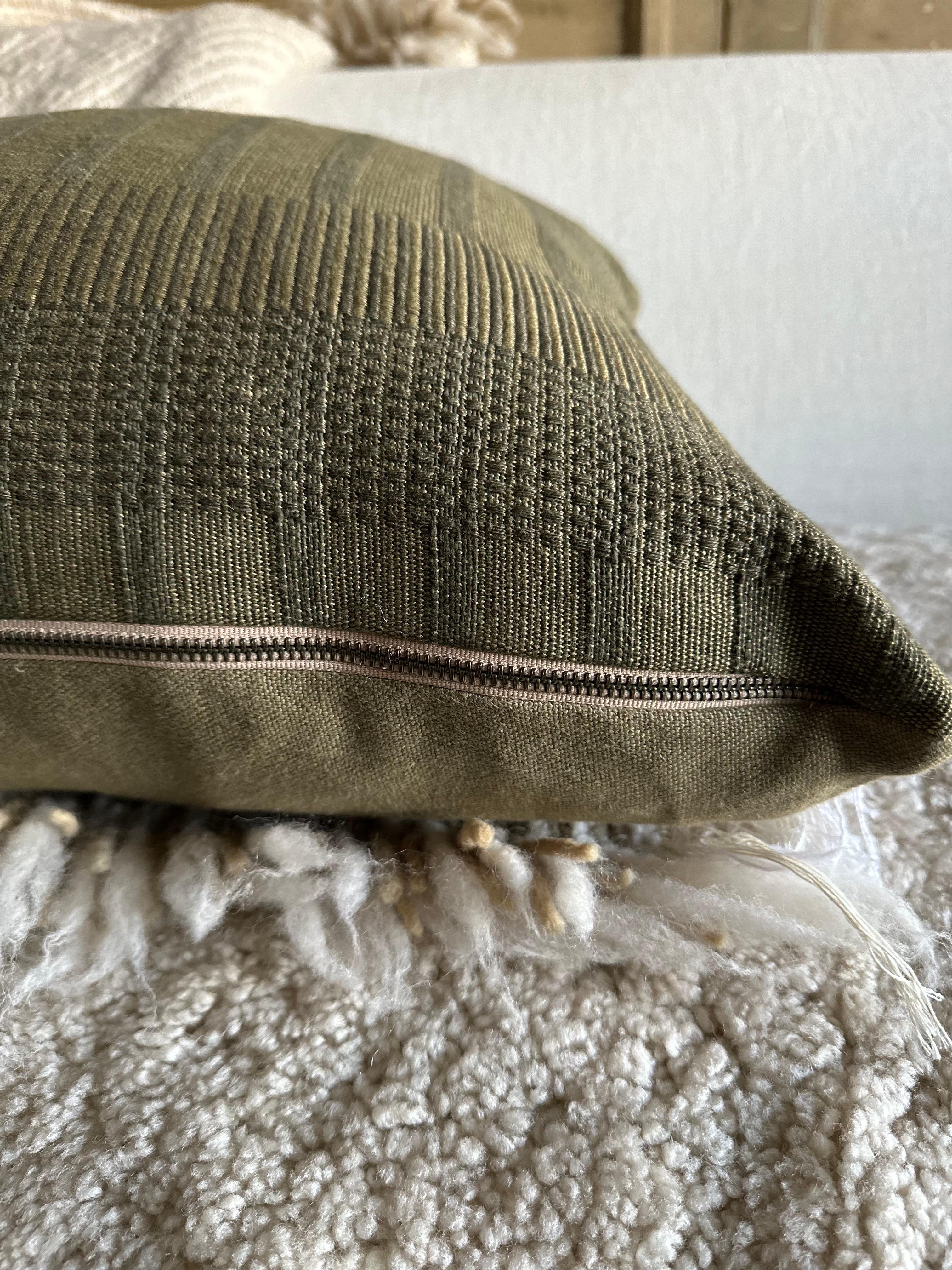 ZAK + FOX Linen Pillow with Down Insert In Olive Green For Sale 1