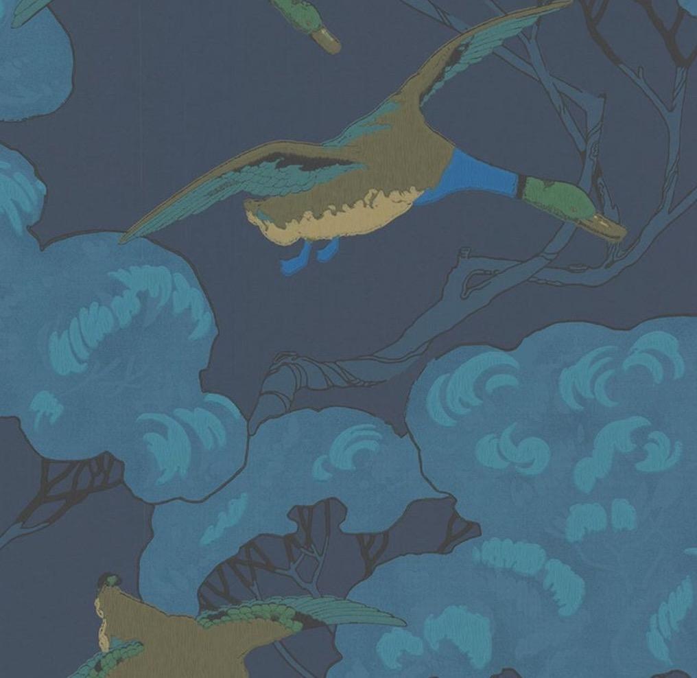 American Zak + Fox Saru Wallpaper in Blue, No. ZFSRUWC-04, USA.