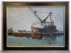 Nautical Sea Landscape Vintage Painting Oil Framed Ships Art by Zakharov F.