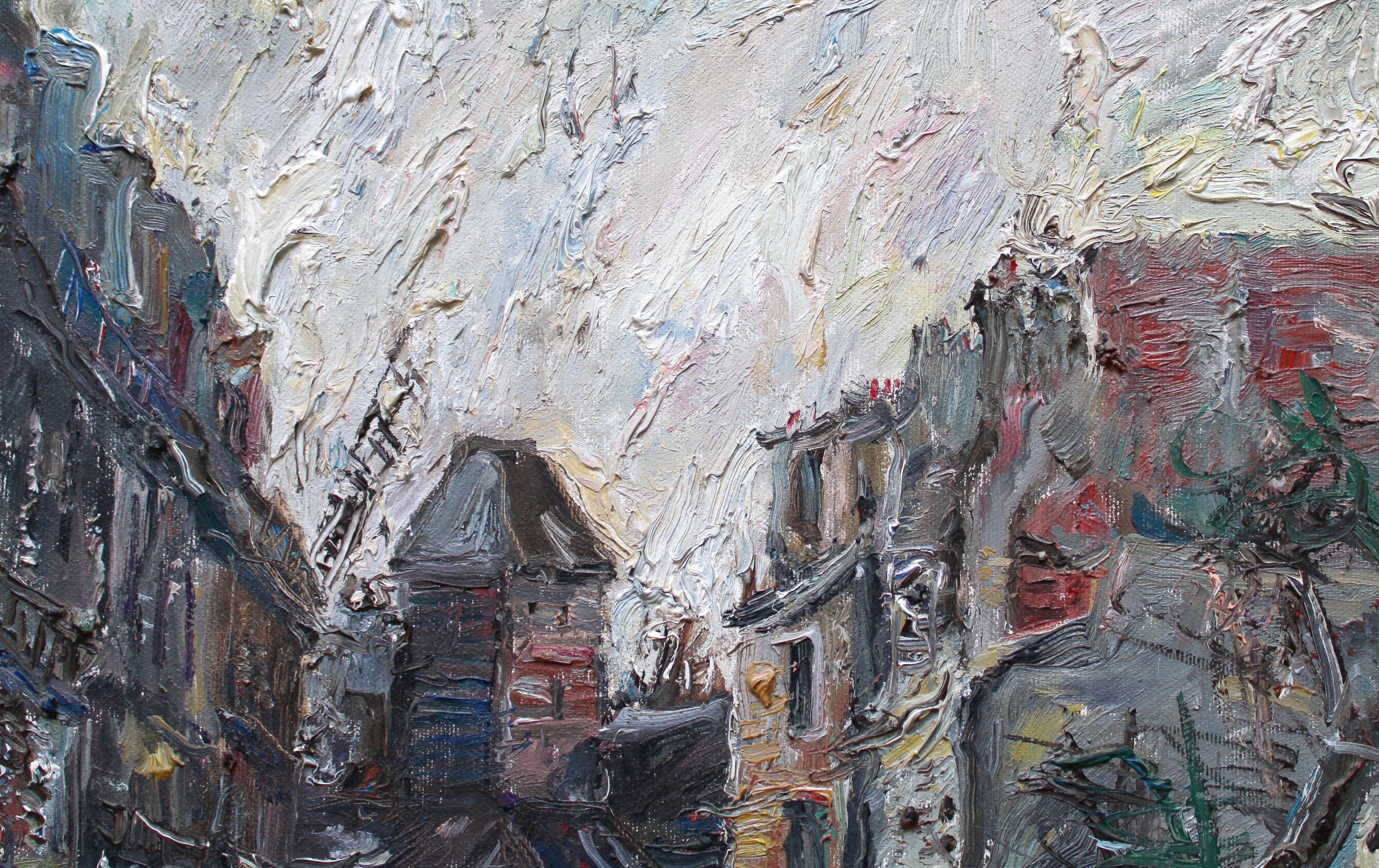 Paris, Montmartre, Rue Lepic. 1965, oil on canvas 50x61 cm - Impressionist Painting by Zakrzewski Wlodzimierz