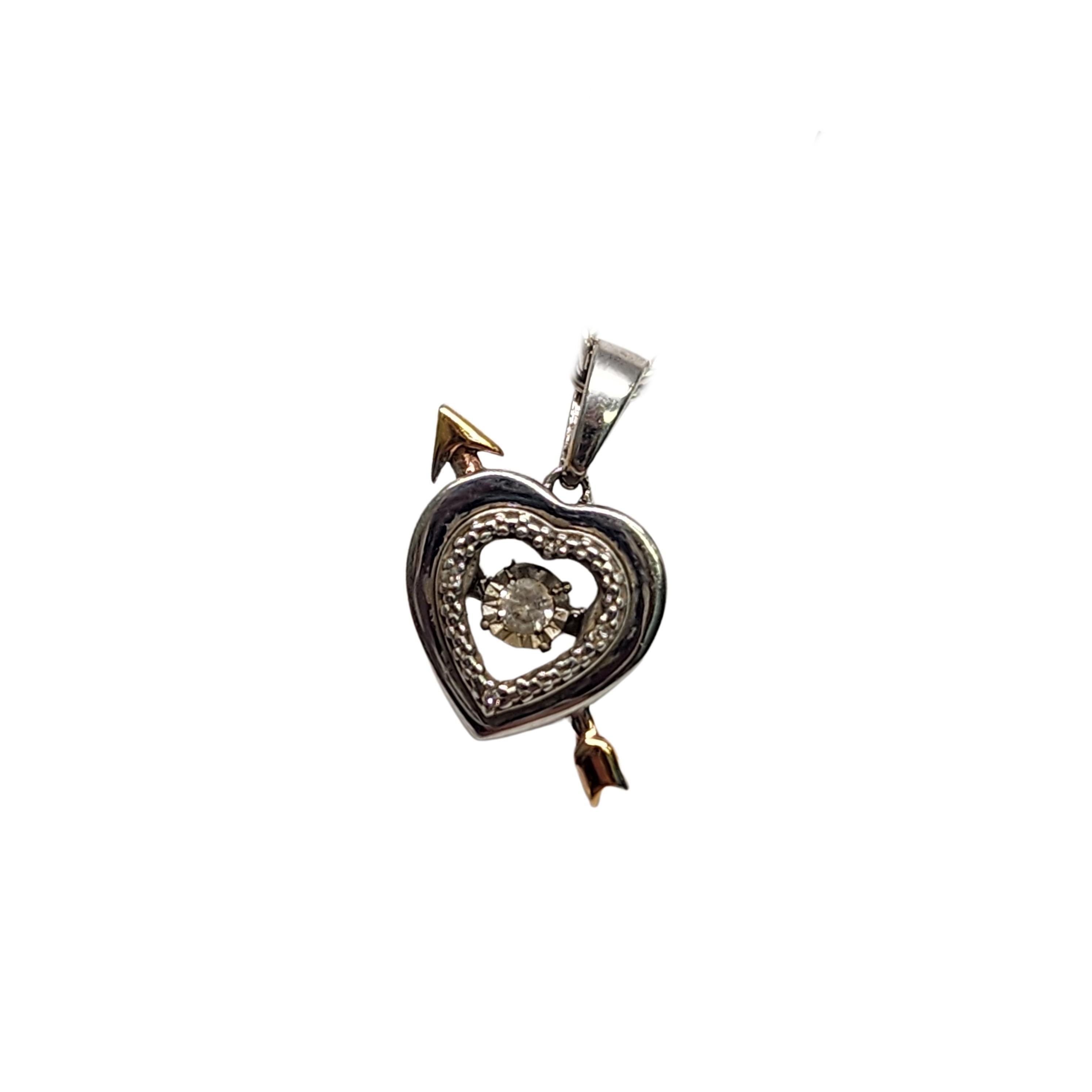 Round Cut Zales Unstoppable Love Sterling 14K Plated Diamond Heart w/Arrow Pendant #16612 For Sale