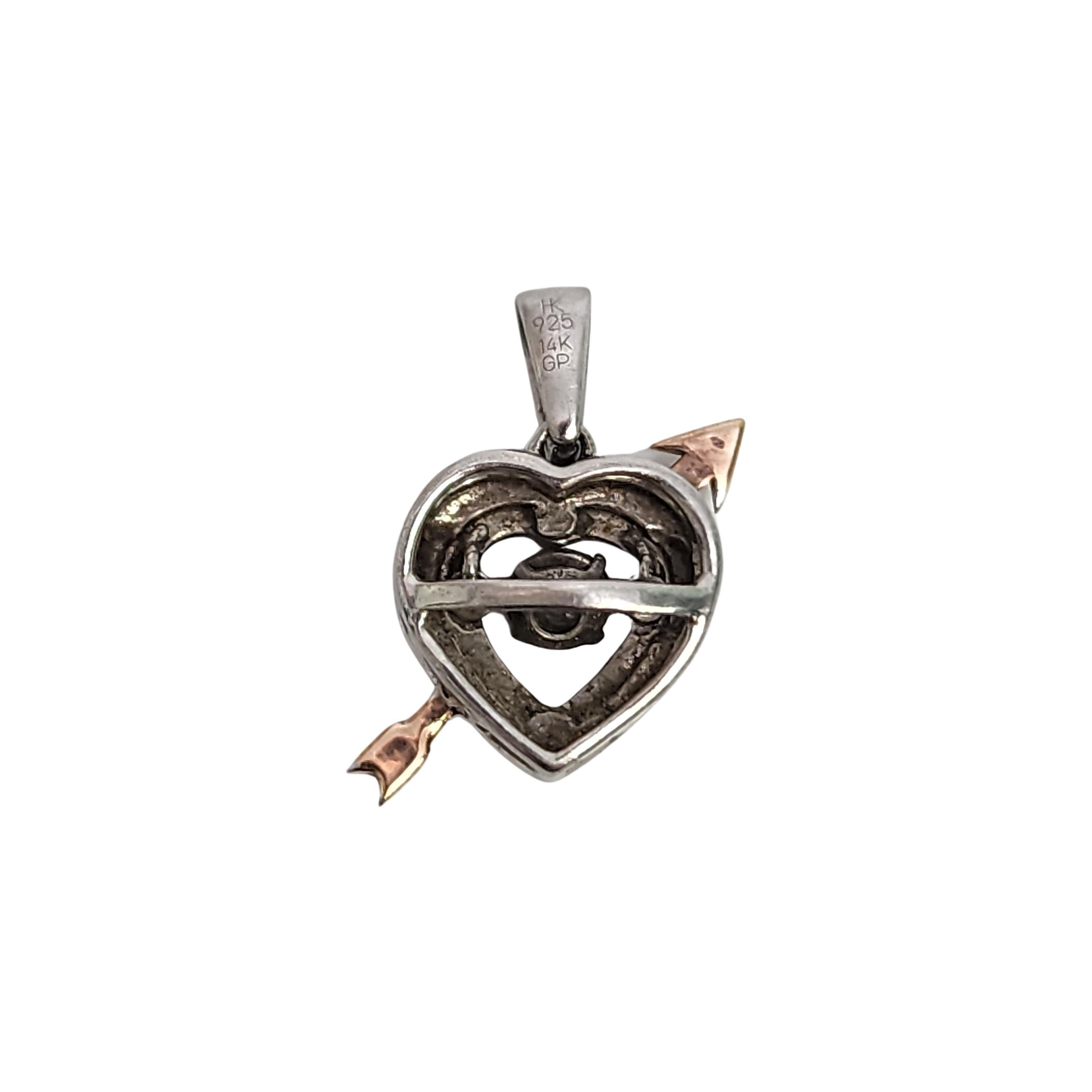 Zales Unstoppable Love Sterling 14K Plated Diamond Heart w/Arrow Pendant #16612 In Good Condition For Sale In Washington Depot, CT