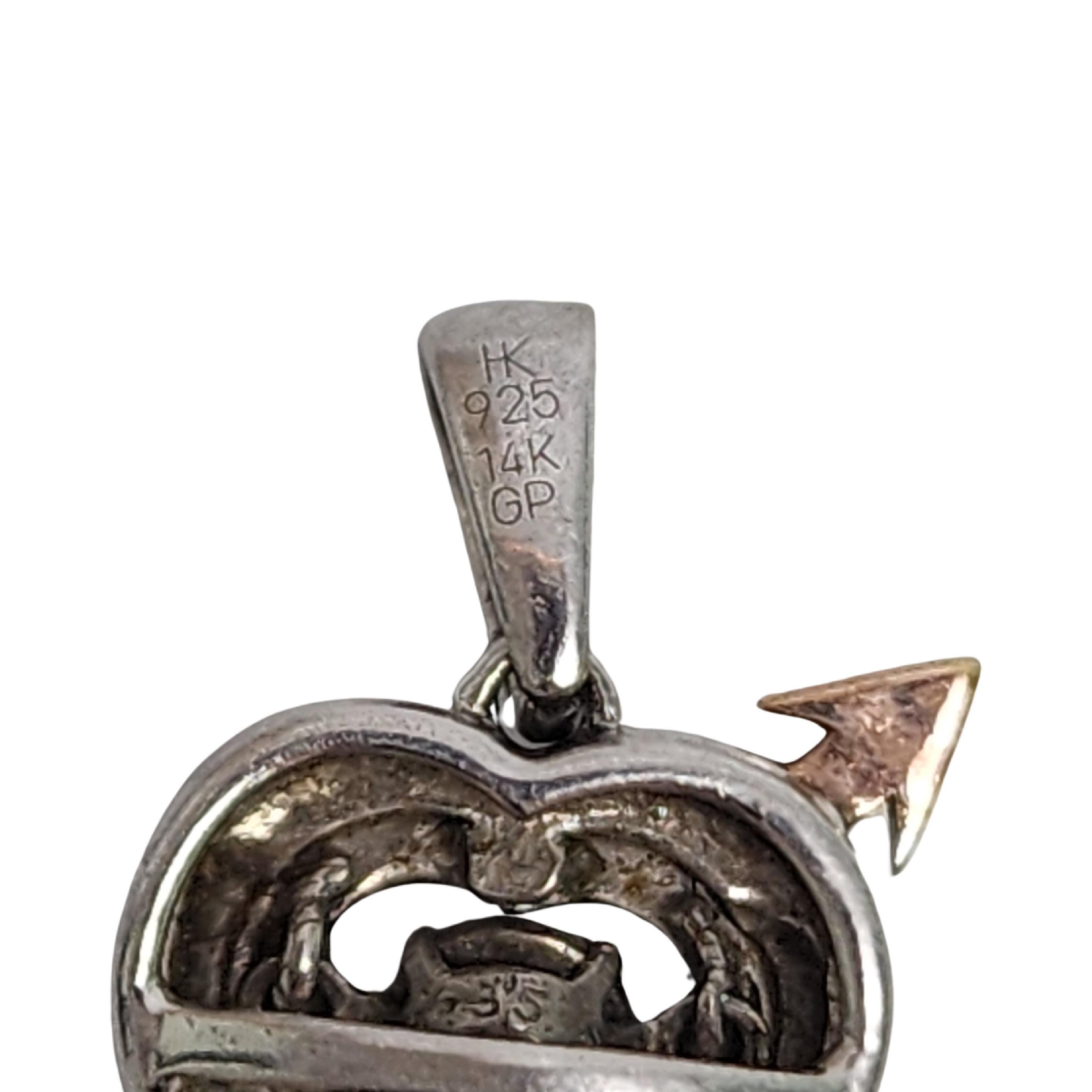 Zales Unstoppable Love Sterling 14K Plated Diamond Heart w/Arrow Pendant #16612 For Sale 2