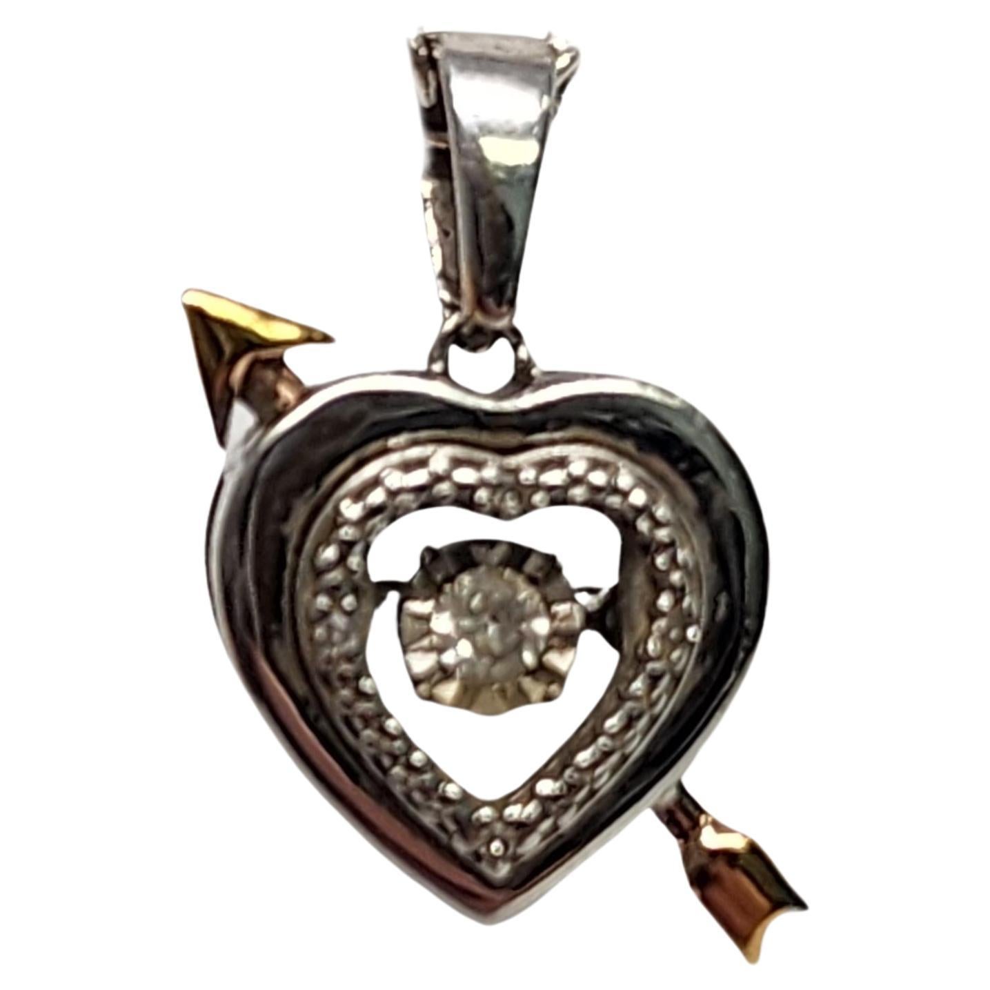 Zales Unstoppable Love Sterling 14K Plated Diamond Heart w/Arrow Pendant #16612 For Sale