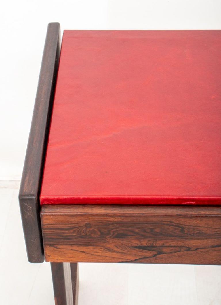 Zalszupin Attr. Modern Leather & Rosewood Console In Good Condition For Sale In New York, NY