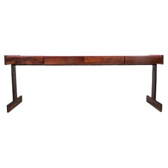 Vintage Zalszupin Attr. Modern Leather & Rosewood Console