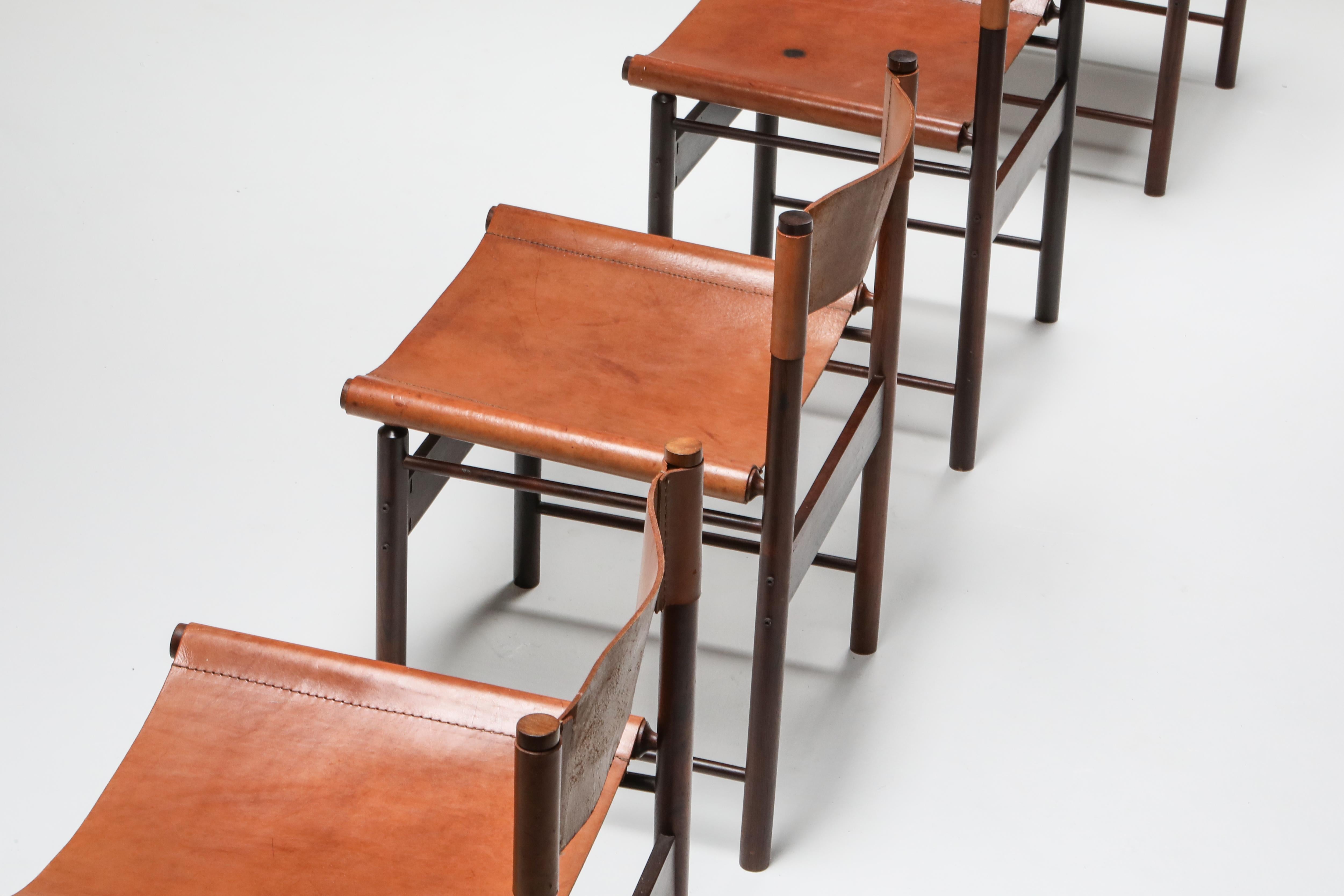 Zalszupin Jacaranda Dining Chairs with Cognac Saddle Leather Seating 8