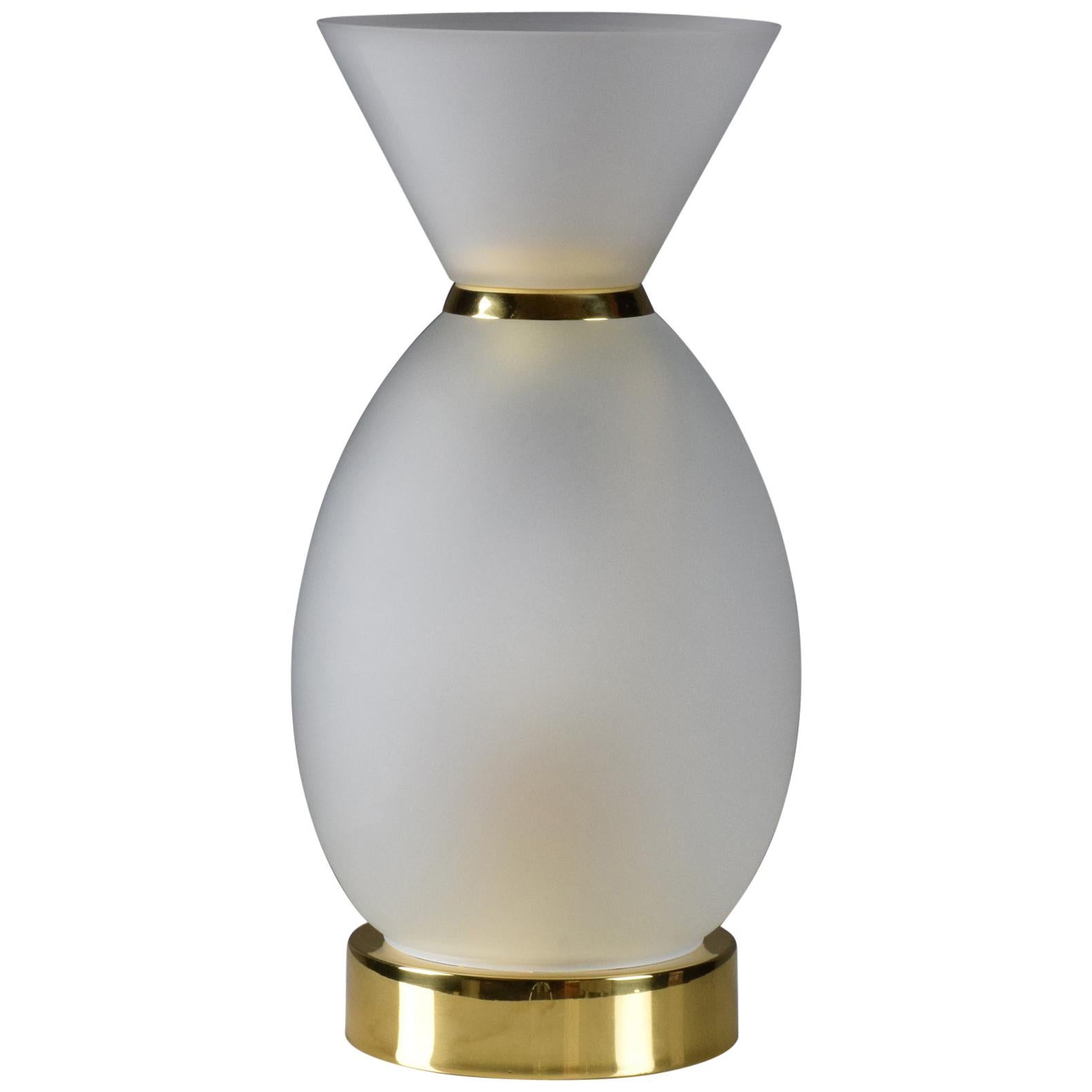 Zam-T1 Glass and Brass Table Lamp, Flow 2 Collection