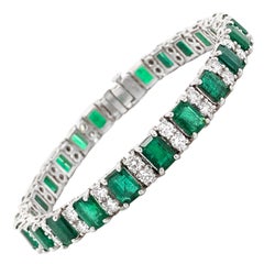 Zambian emeralds 14.20 carat round diamonds 3.39 ct platinum bracelet