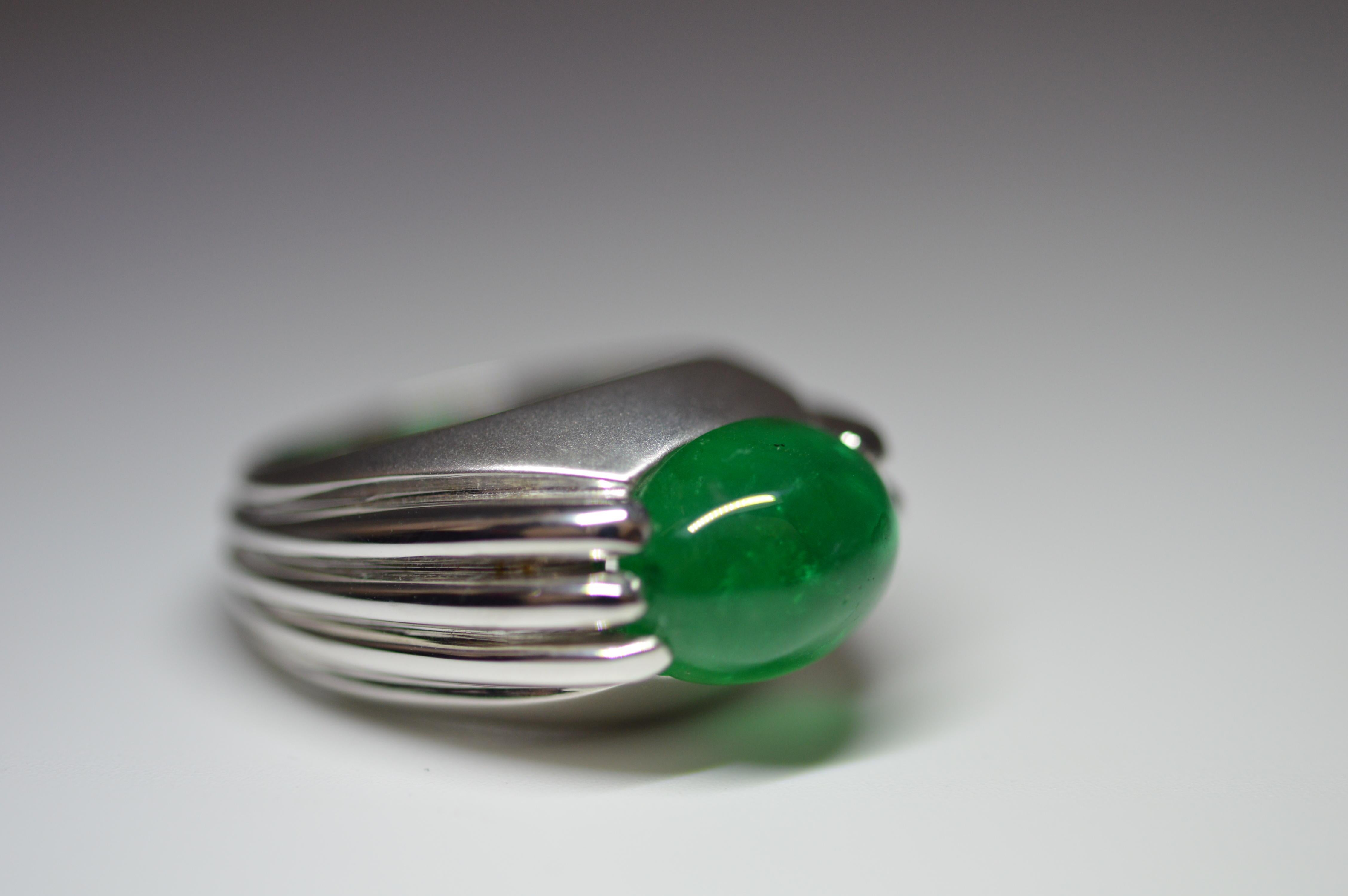 Zambian Cabochon Emerald Ring 7.25 Carats Unworn For Sale 7