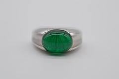 Zambian Cabochon Emerald Ring 7.42 Carats Unworn
