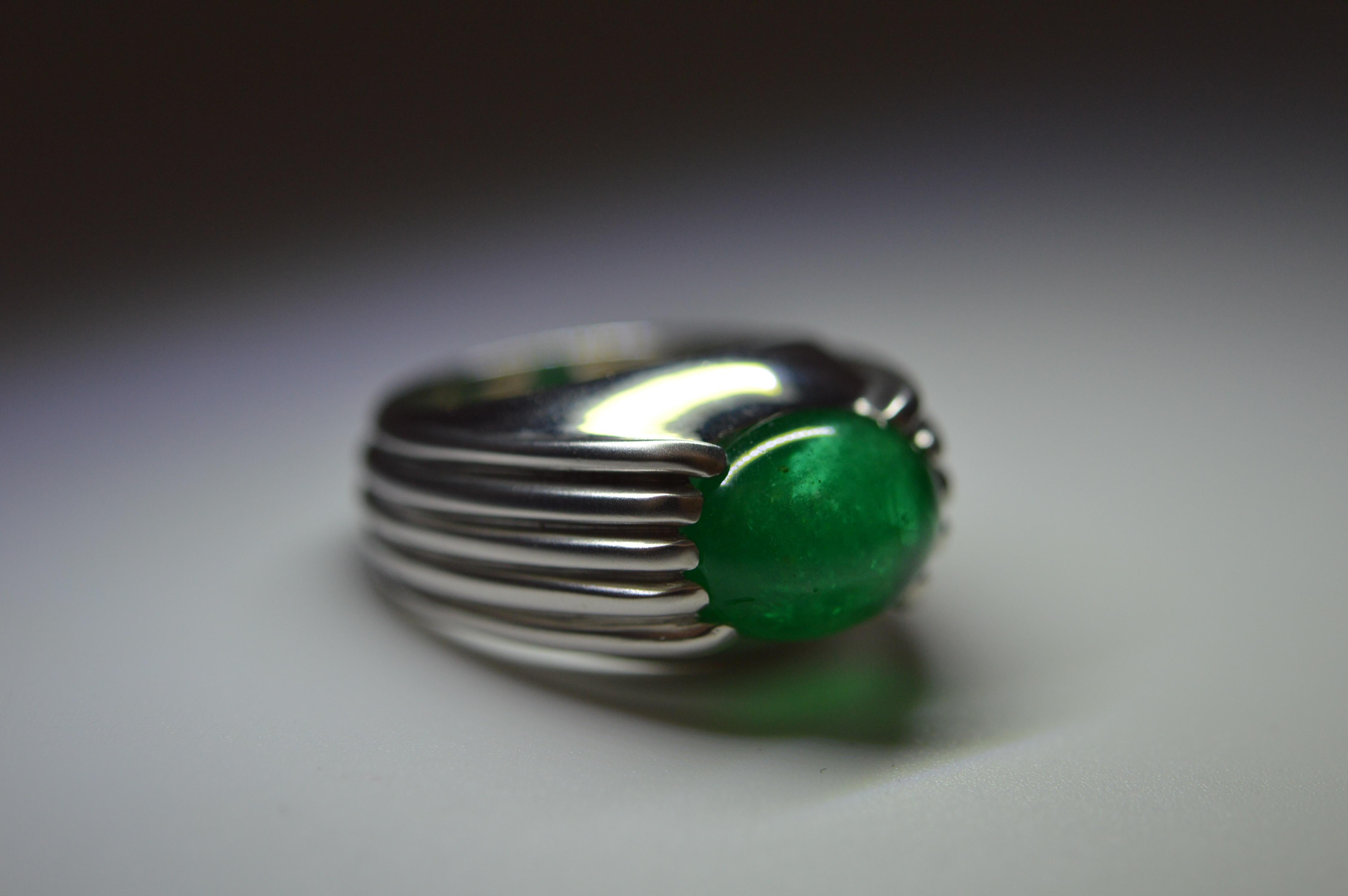 Zambian Cabochon Emerald Ring 7.82 Carats Unworn For Sale 7