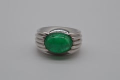 Bague en émeraude cabochon de Zambie de 7,82 carats, non portée