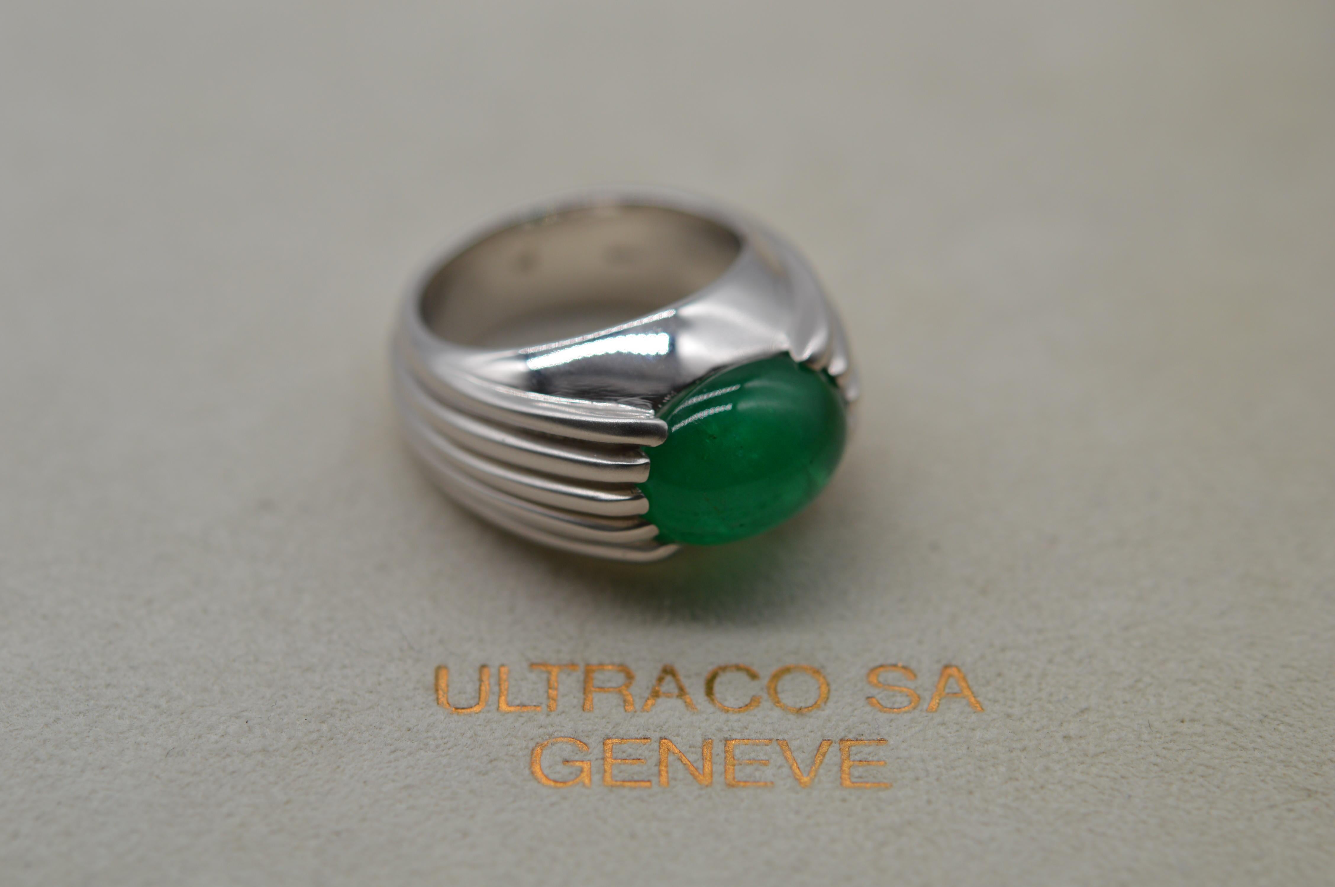 Zambian Cabochon Emerald Ring 7.82 Carats Unworn For Sale 4