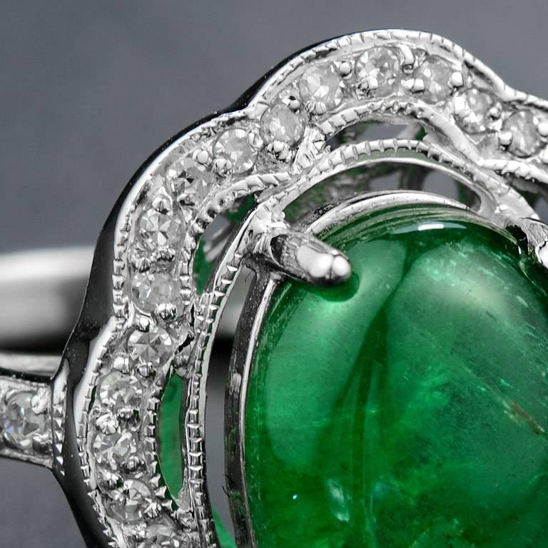 Women's Zambian Emerald 2.75 Carat White Gold Diamond Cocktail Cluster Ring