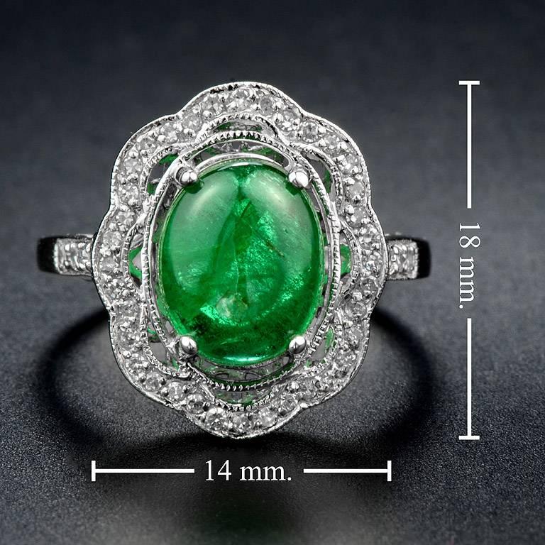 Zambian Emerald 2.75 Carat White Gold Diamond Cocktail Cluster Ring 1