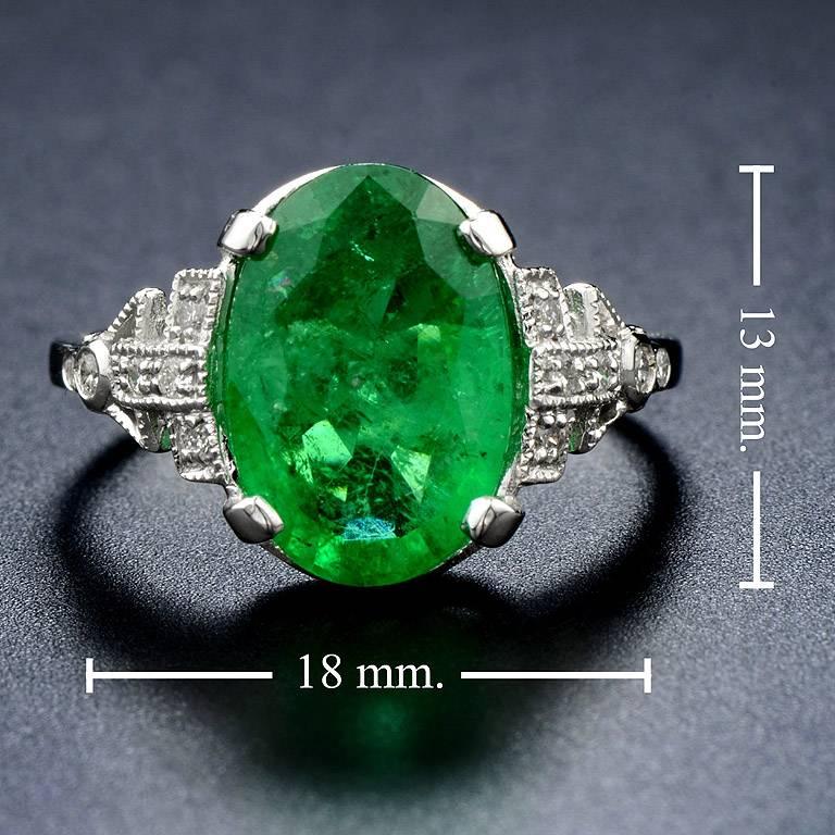 Zambian Emerald 3.83 Carat with Diamond Cocktail Ring 1
