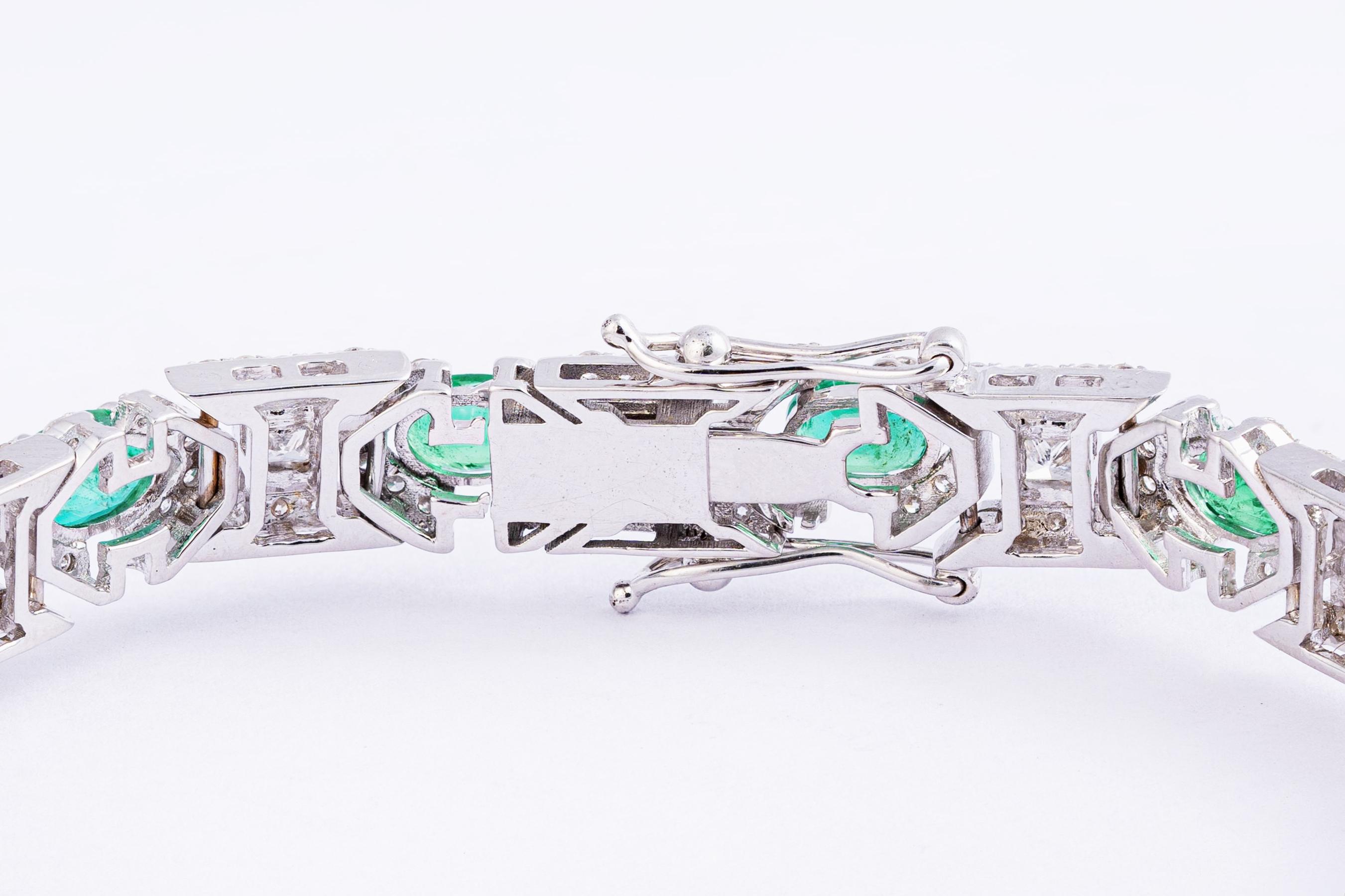 Bracciale tennis con smeraldo dello Zambia da 5,85 carati, diamanti da 4,06 carati e oro 14k In condizioni Nuovo in vendita a jaipur, IN