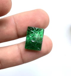 Zambian Emerald 7.32 Carat Square Carved Stone For Fine Jewelry Natural Gemstone