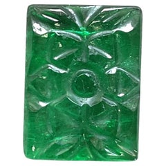Zambian Emerald 7.32 Carat Square Carved Stone For Fine Jewelry Natural Gemstone