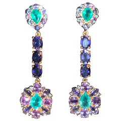 Zambian Emerald and Alexandrite Earrings 3.92 Carats of Emeralds
