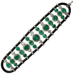 Zambian Emerald and Diamond 18 Karat Gold Bracelet