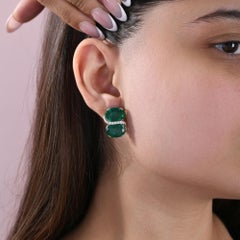 Zambian Emerald and Diamond Earrings 20.28 Carats in 14K White Gold