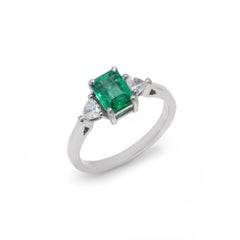 Zambian Emerald and Diamond Platinum Cluster Ring