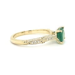 Zambian Emerald and Diamond Ring in 14kt Yellow Gold