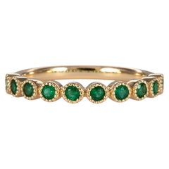 Zambian Emerald Band in Solid 14K Gold – Round Accents – A Timeless jewelry
