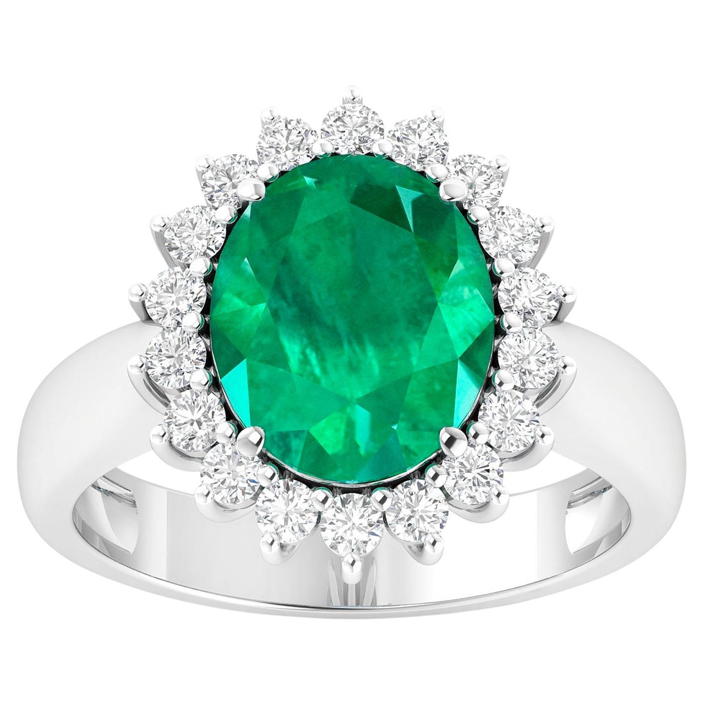 Esmeralda de Zambia Anillo de Cóctel Engaste de Diamantes 3,7 Quilates Total Oro de 14K