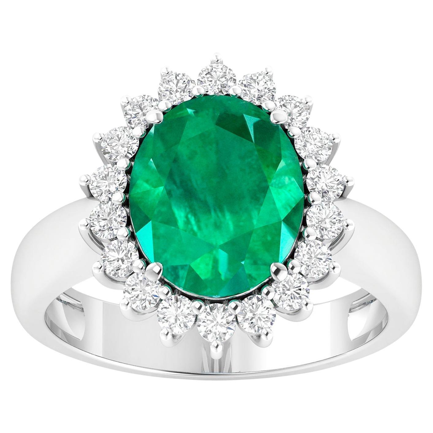 Esmeralda de Zambia Anillo de Cóctel Engaste de Diamantes 3,7 Quilates Total Oro de 14K