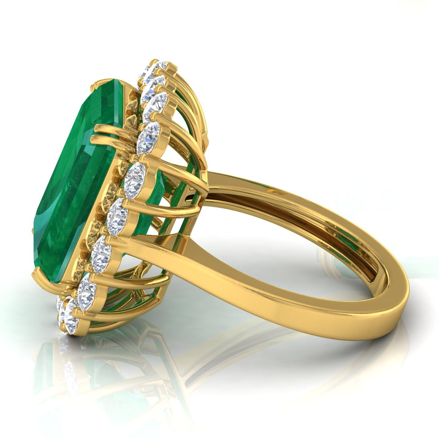 For Sale:  Zambian Emerald Cocktail Ring SI Clarity HI Color Diamond 18 Karat Yellow Gold 2