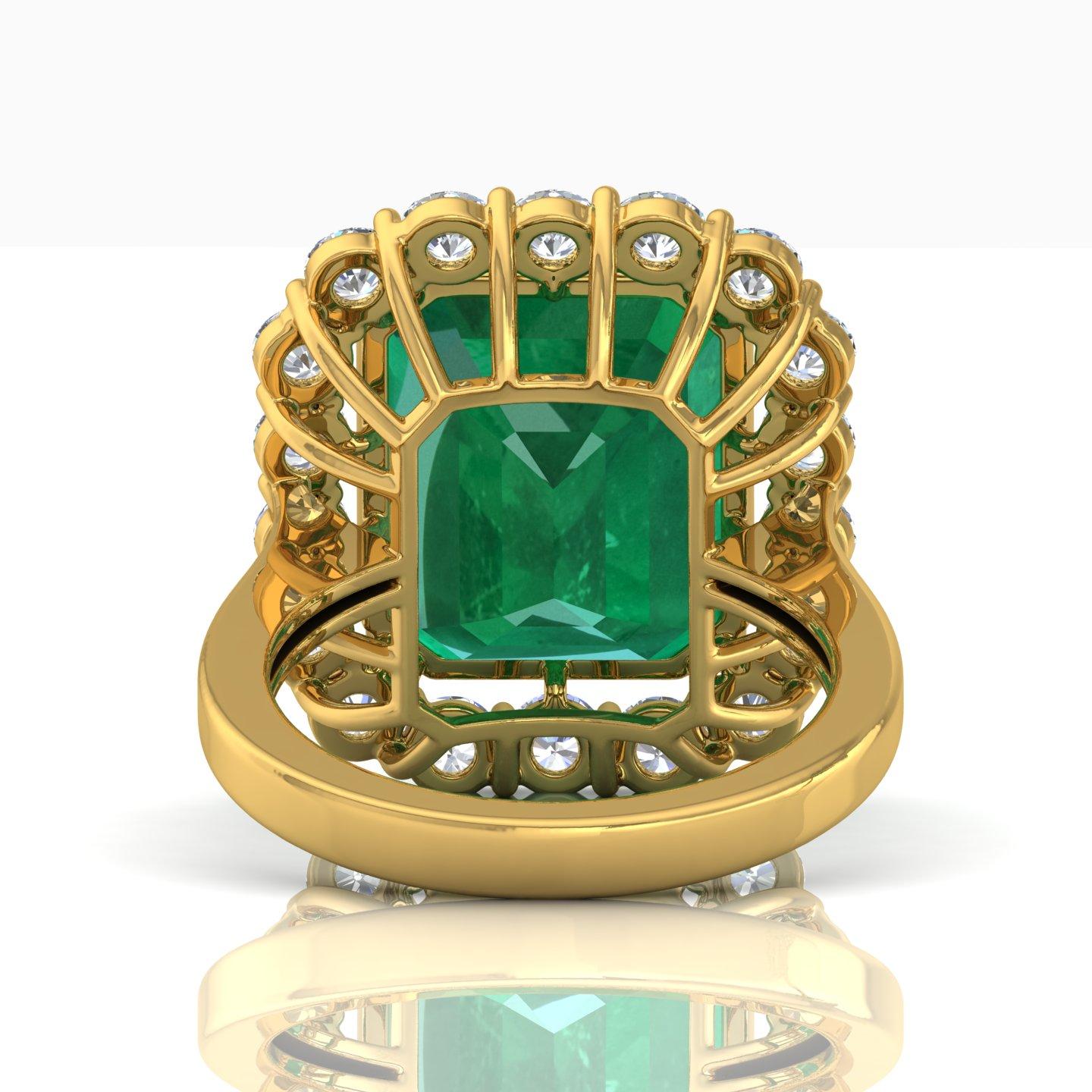 For Sale:  Zambian Emerald Cocktail Ring SI Clarity HI Color Diamond 18 Karat Yellow Gold 4