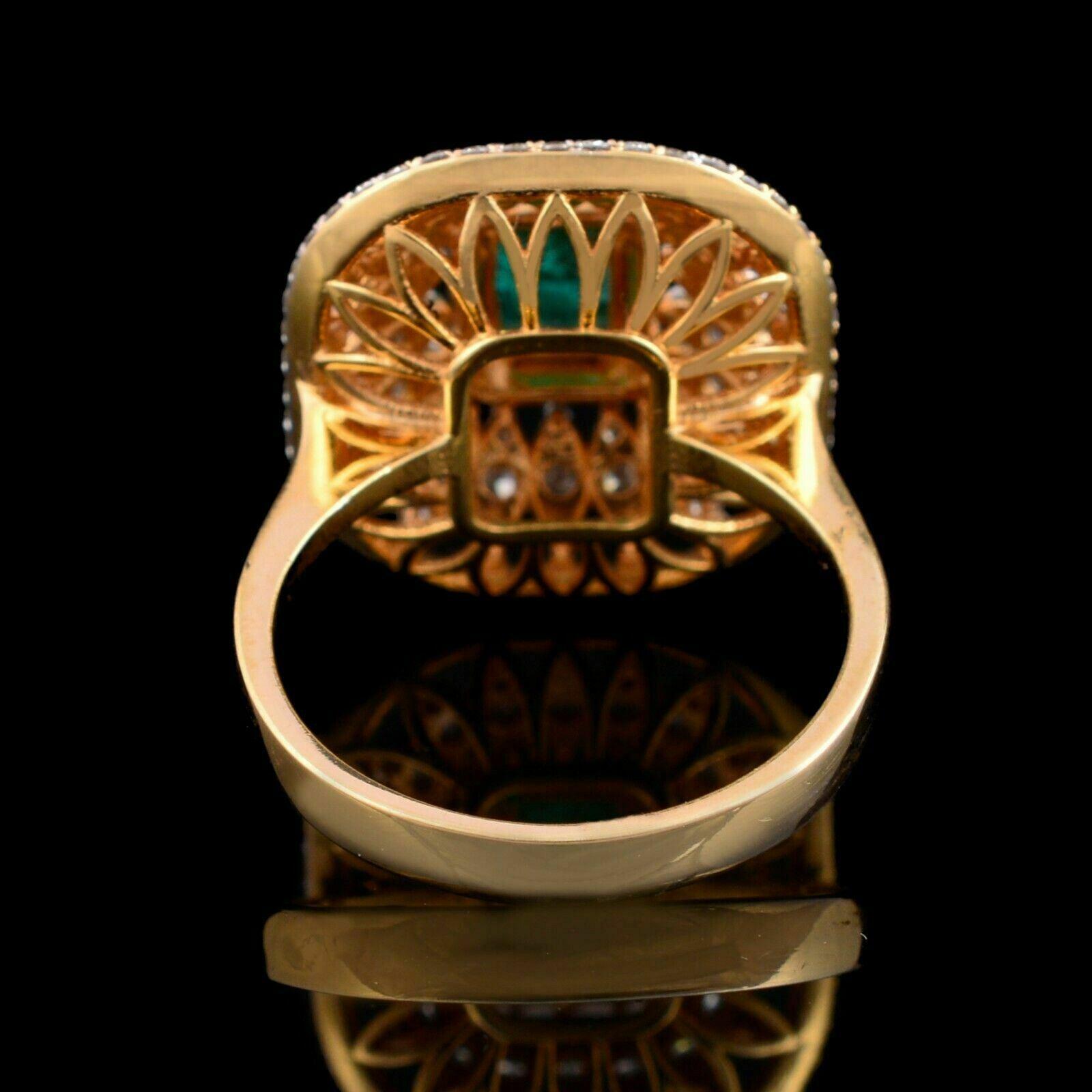 For Sale:  Zambian Emerald Diamond 18 Karat Gold Cocktail Ring 3