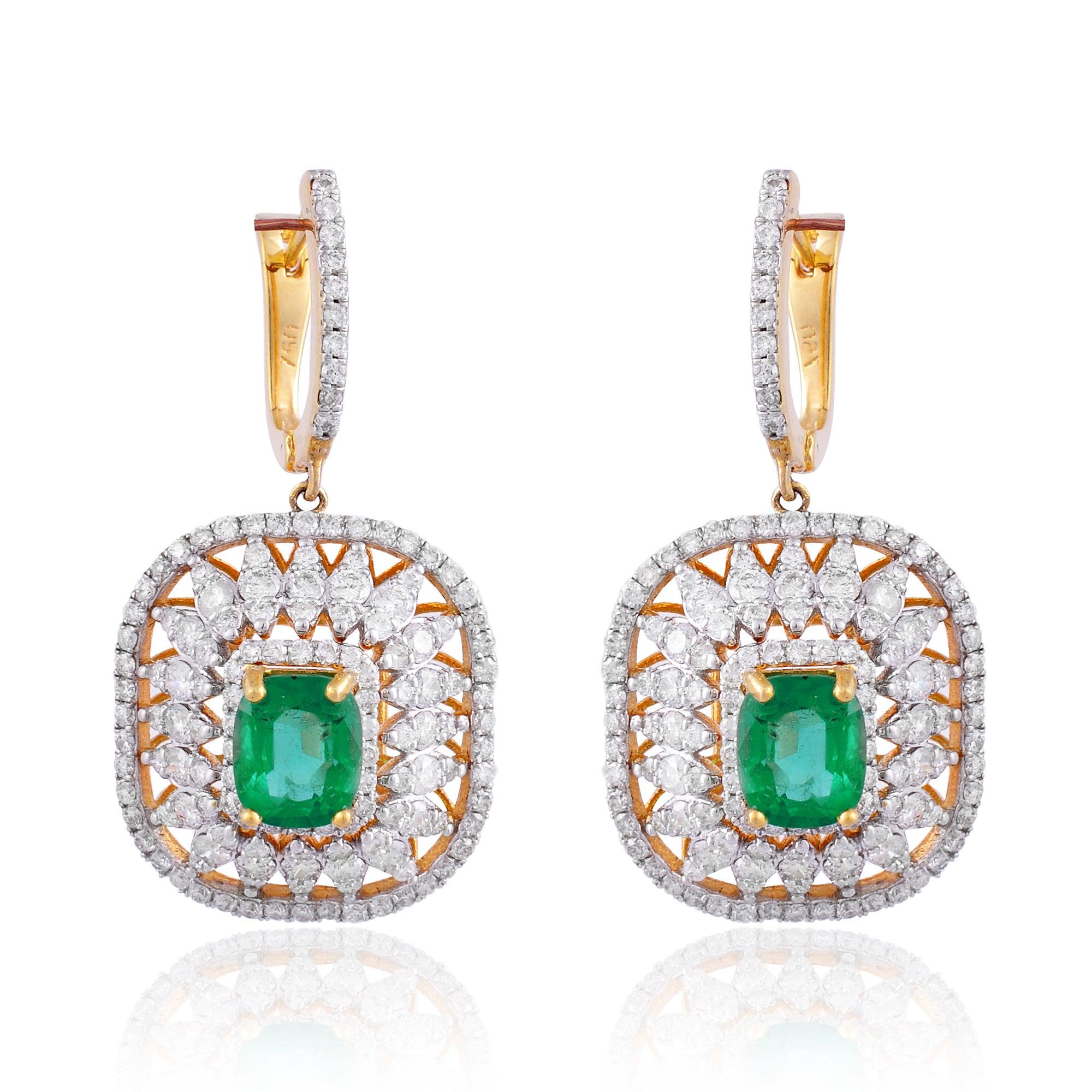 For Sale:  Zambian Emerald Diamond 18 Karat Gold Cocktail Ring 6