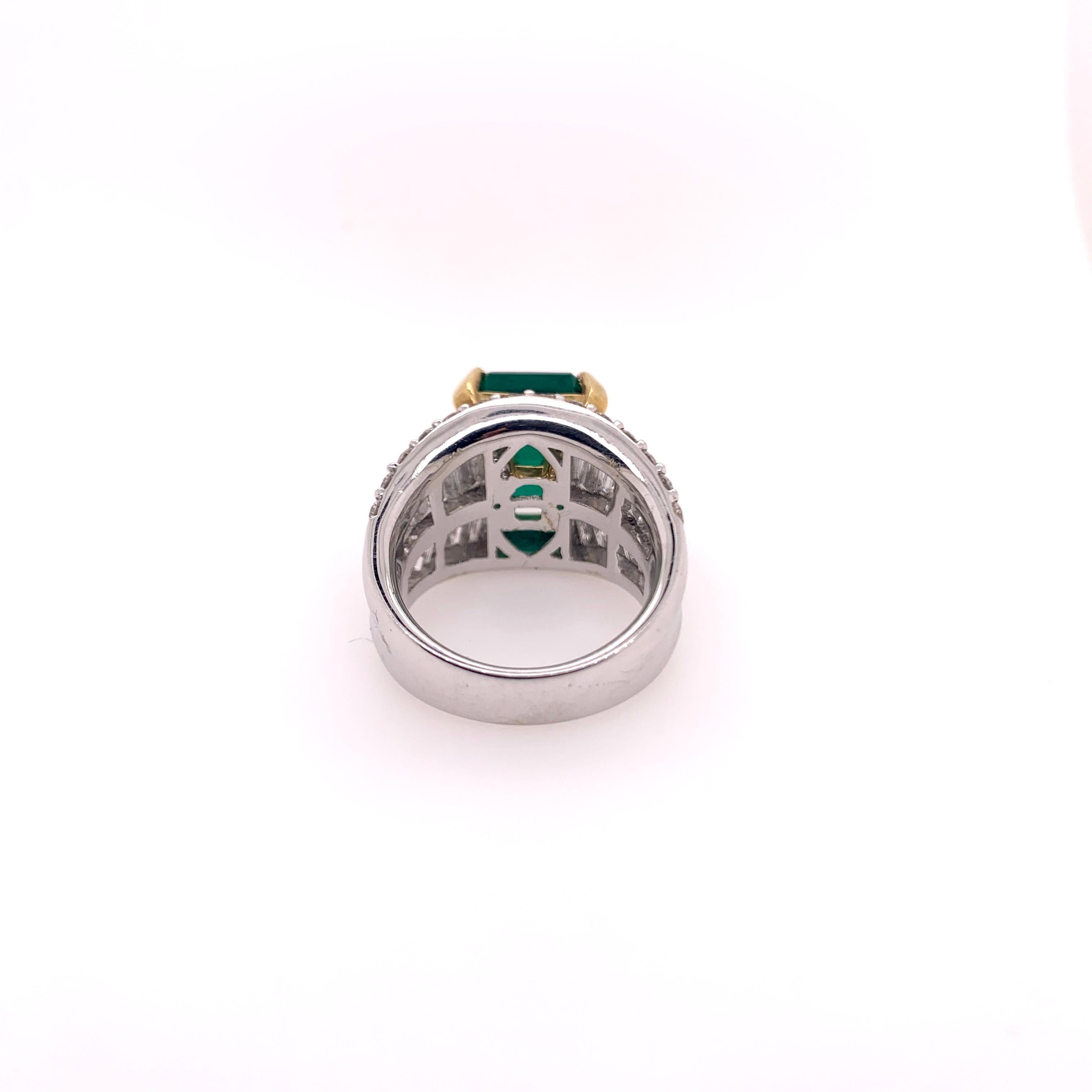 Zambian Emerald Diamond Cocktail Band Ring In New Condition For Sale In Carrollton, TX
