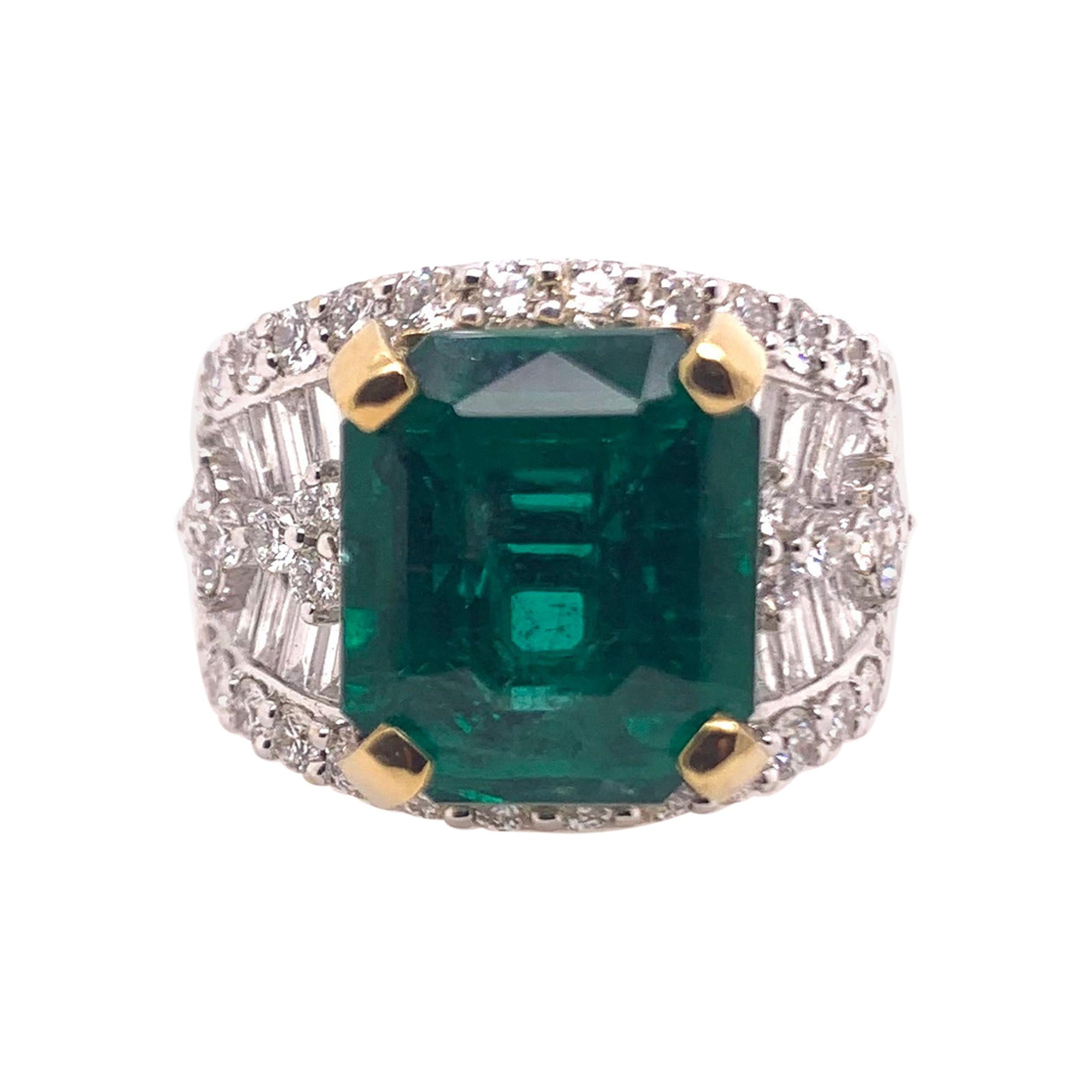 Zambian Emerald Diamond Cocktail Band Ring