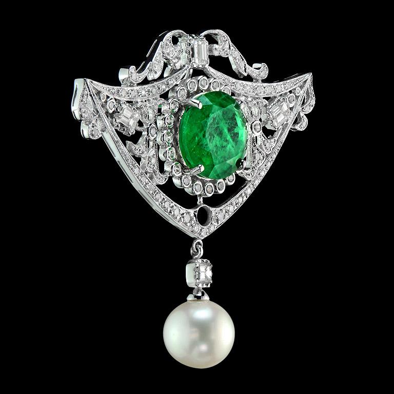 emerald brooch necklace