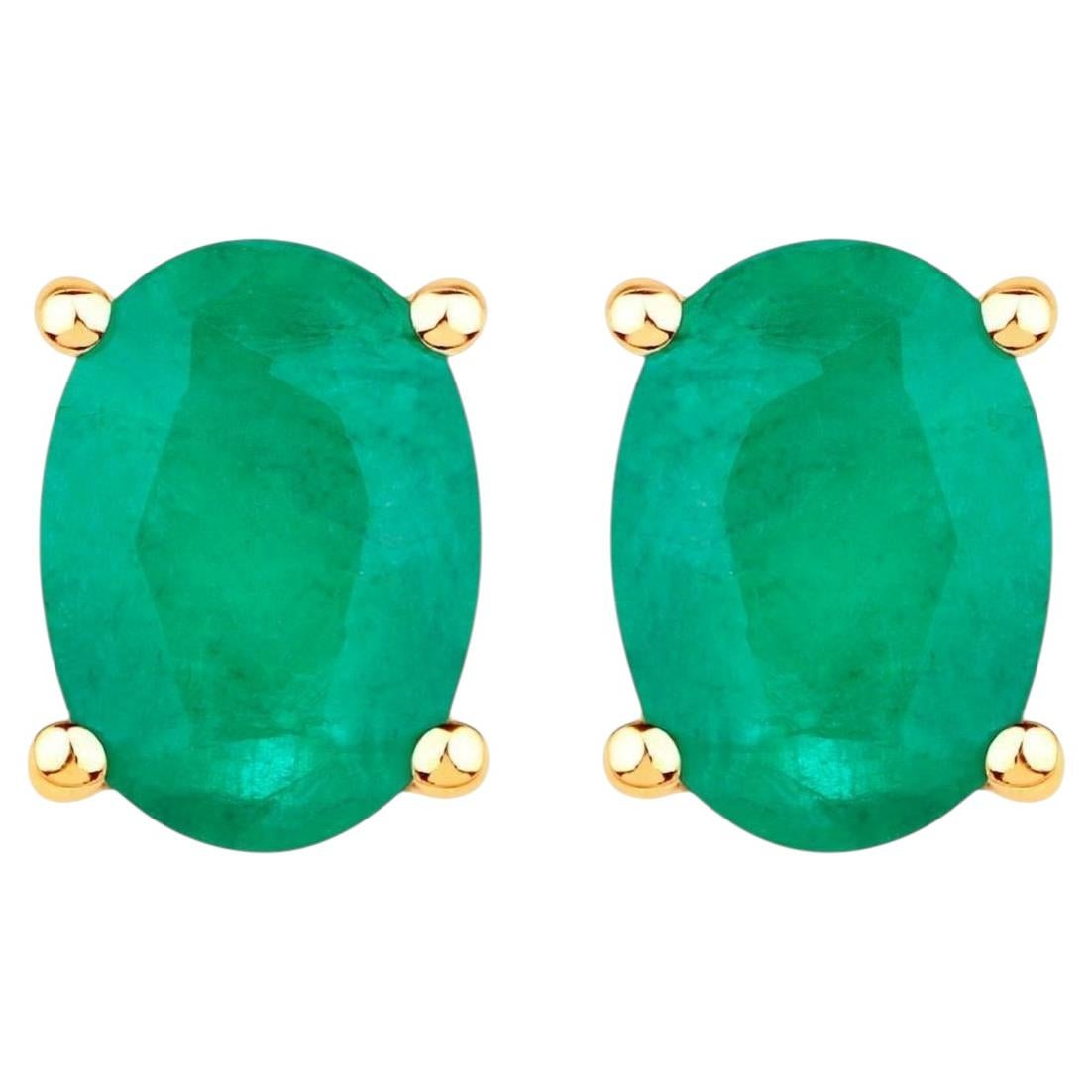 Pendientes Esmeralda de Zambia 1,42 Quilates Oro Amarillo 10K en venta