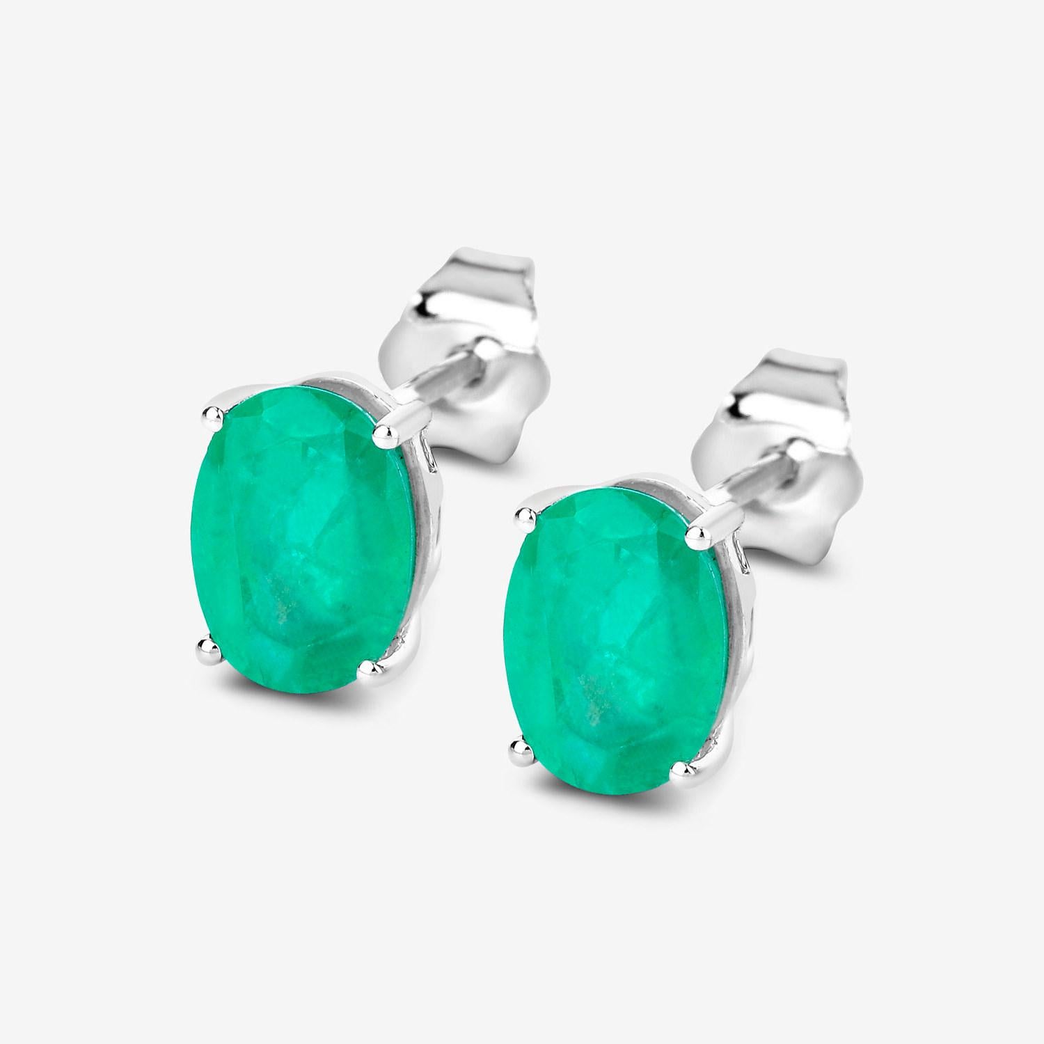 Contemporaneo Zambian Emerald Earrings 2.38 Carats 10K White Gold in vendita