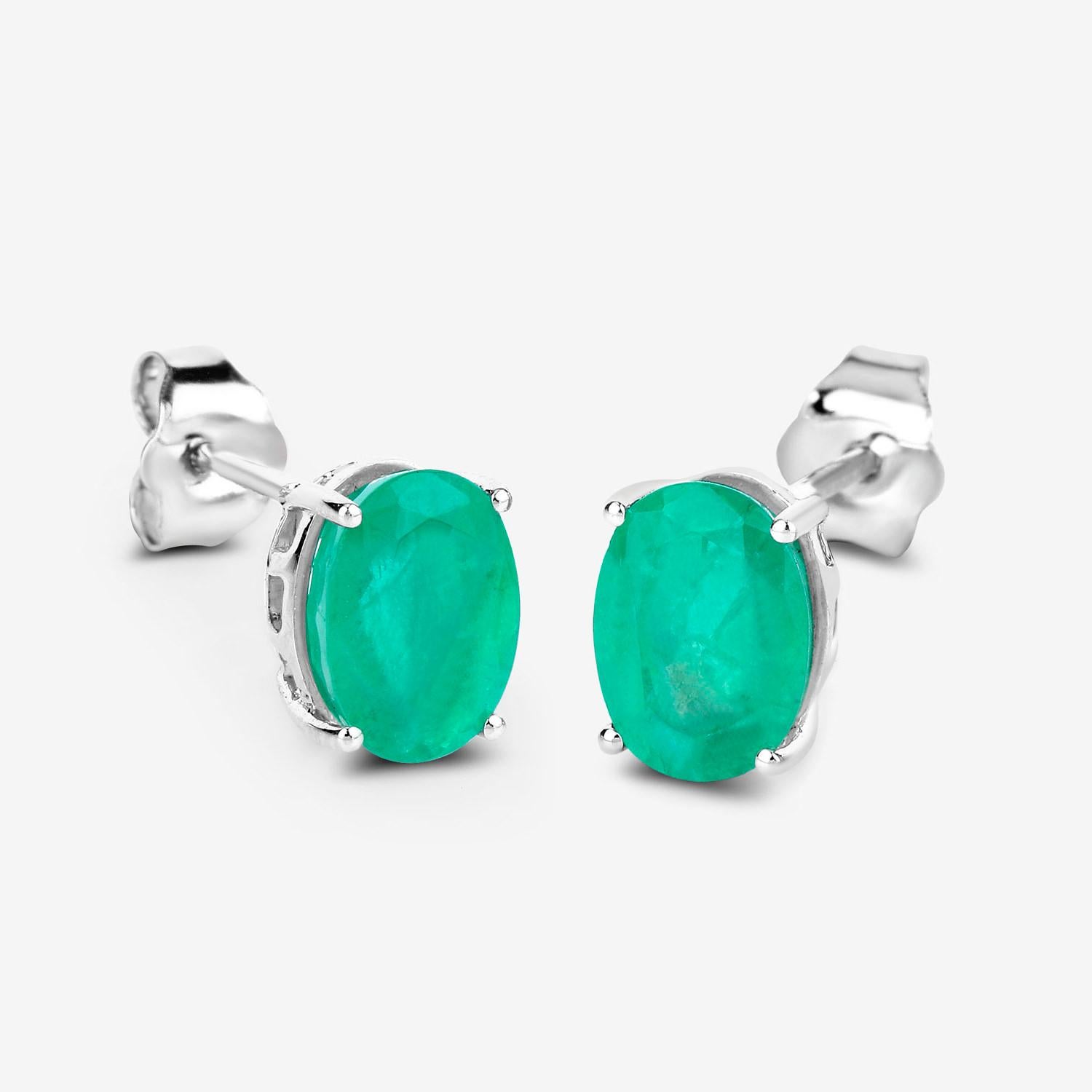 Zambian Emerald Earrings 2.38 Carats 10K White Gold In condizioni ottime in vendita a Punta Gorda, FL