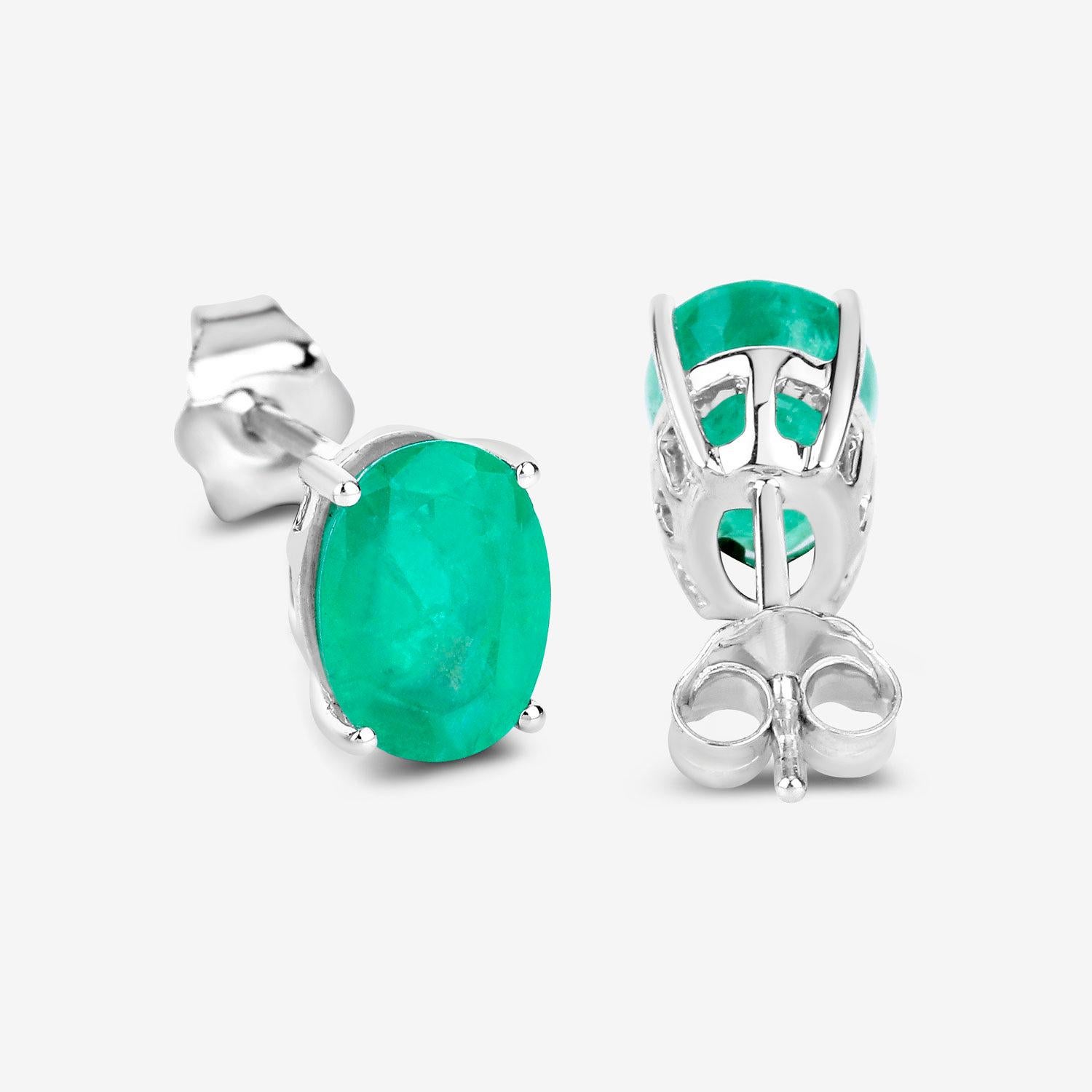 da uomo o donna Zambian Emerald Earrings 2.38 Carats 10K White Gold in vendita