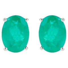 Zambian Emerald Earrings 2.38 Carats 10K White Gold