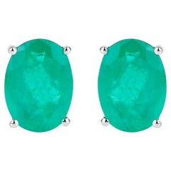 Boucles d'oreilles Emeraude de Zambie 2.38 Carats Or blanc 10K
