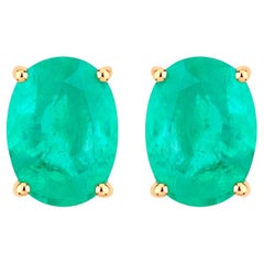 Zambian Emerald Earrings 2.38 Carats 10K Yellow Gold