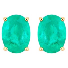 Zambian Emerald Earrings 2.38 Carats 10K Yellow Gold