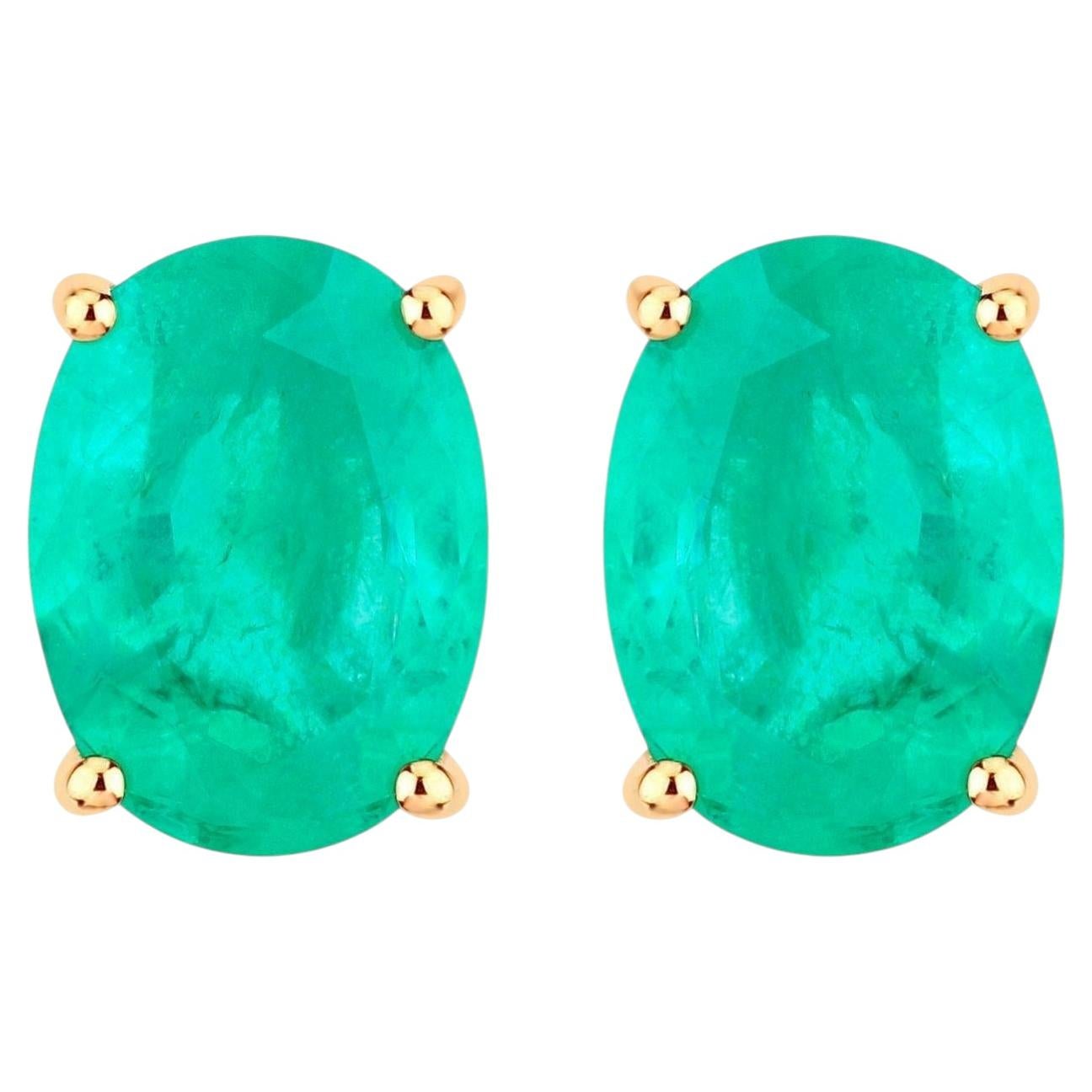 Zambian Emerald Earrings 2.38 Carats 10K Yellow Gold